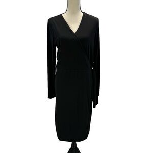 Alfani Long Sleeve Midi Wrap Dress - Black - size Medium